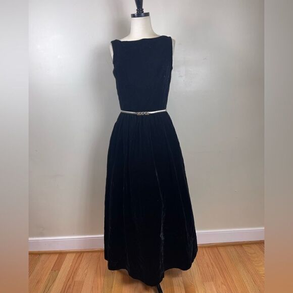 Victor Costa Vintage 60s Velvet Bow Back Gown - Picture 3 of 6